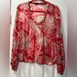 Ellie Tahari Vibrant Paisley Blouse. Silk.